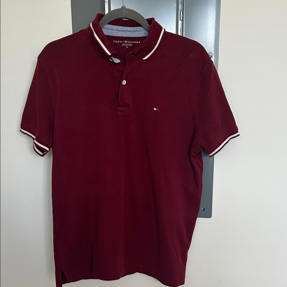 Tommy Hilfiger Men's Deep Red Polo Shirt